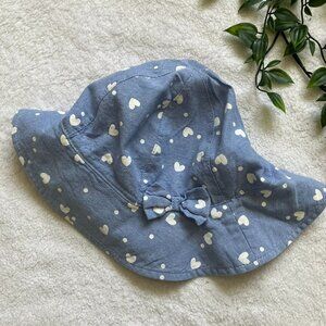 Joe Fresh Toddler Sunhat 12-24M | Blue Hearts Bow EUC